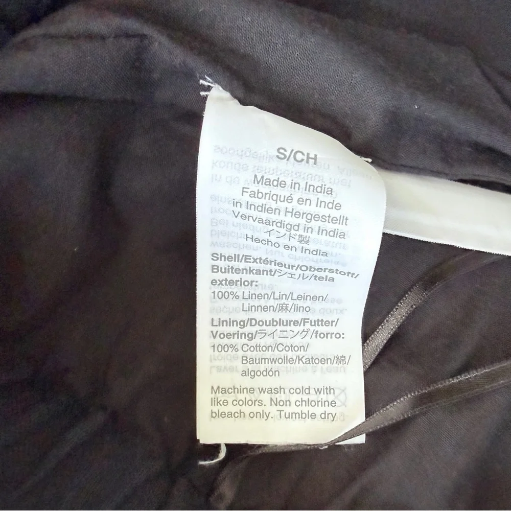 J CREW Black Linen Sidewalk Skirt Elastic Waist Pull On Womens SMALL EUC